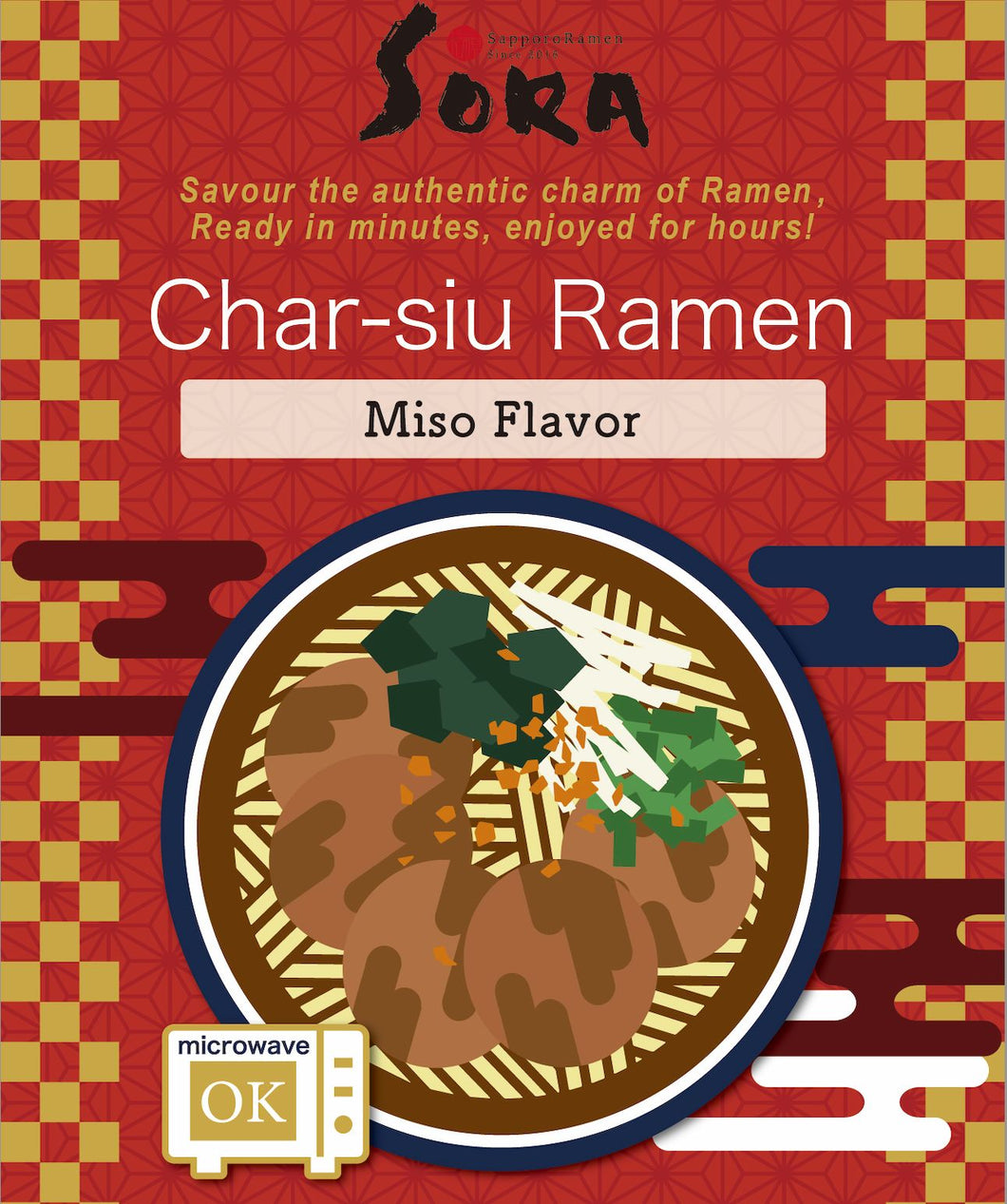サッポロラーメンSORA 冷凍ラーメンキット -チャーシュー-（麺+スープ+トッピング+チャーシュー3枚)）/ SORA's Quick-Comfort Ramen Kit -Char-siu-