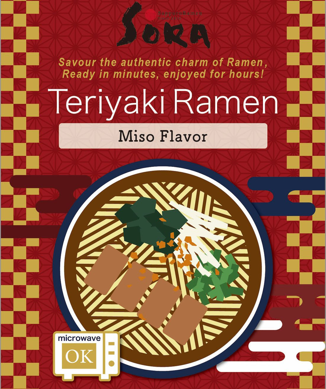 サッポロラーメンSORA 冷凍ラーメンキット -照焼チキン-（麺+スープ+トッピング+照り焼きチキン）/ SORA's Quick-Comfort Ramen Kit -Teriyaki chicken-