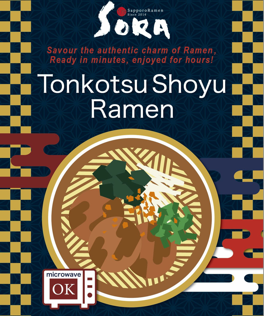 サッポロラーメンSORA 冷凍ラーメンキット -豚骨醤油- （麺+スープ+トッピング） / SORA's Quick-Comfort Ramen Kit -Tonkotsu Syoyu-