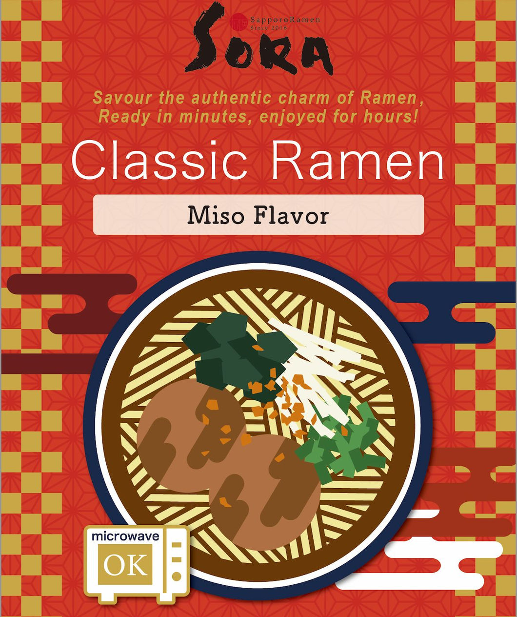 サッポロラーメンSORA 冷凍ラーメンキット -クラシック- （麺+スープ+トッピング） / SORA's Quick-Comfort Ramen Kit -Classic-
